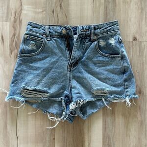 Princess Polly high waisted distressed jean shorts